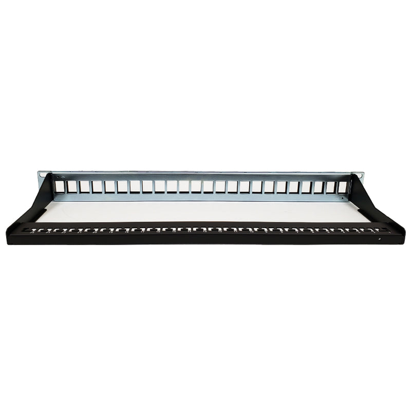24-port Keystone Patch Panel 19 inch Rackmount 1U High Density with Cable Manager Shielded - Unloaded