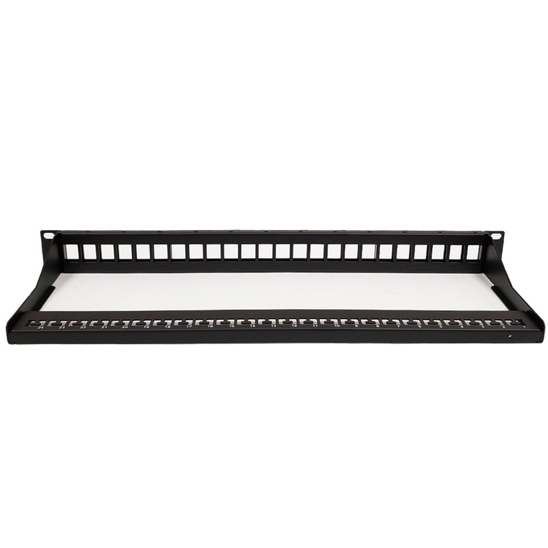 24-port Keystone Patch Panel 19 inch Rackmount 1U High Density with Cable Manager Unshielded - Unloaded