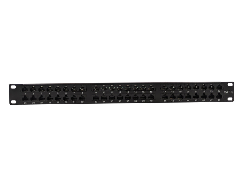 48-Port CAT6 Patch Panel, 19" Rackmount 1U - 110 Punch-Down