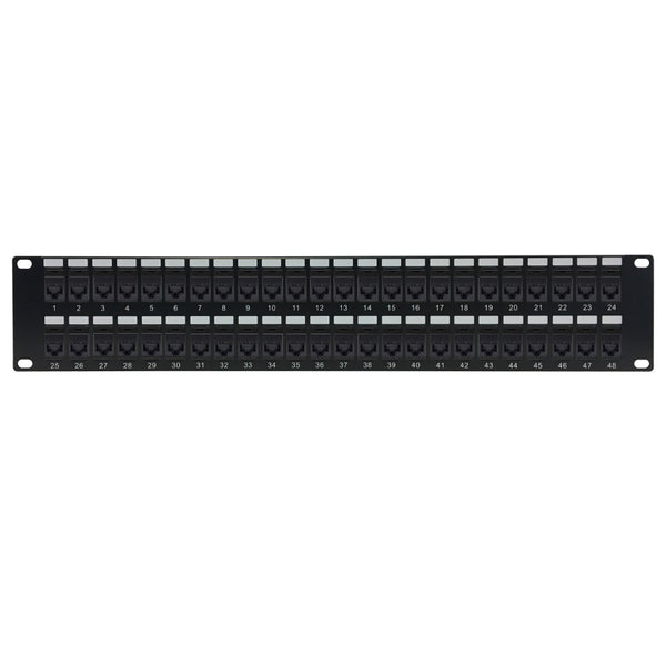 48-Port Cat6a Patch Panel, 19" Rackmount 2U - Pass-Through