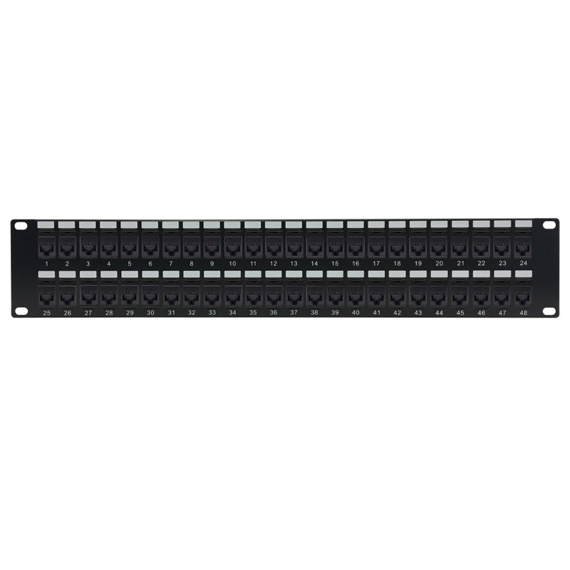 48-Port Cat6a Patch Panel, 19" Rackmount 2U - Pass-Through