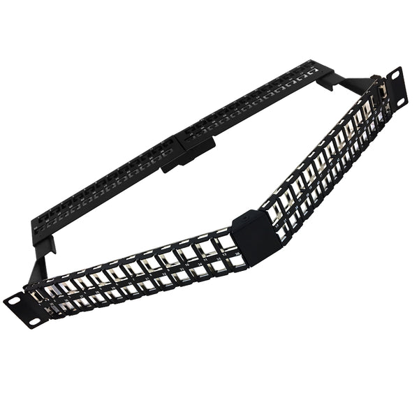 48-port Shielded Angled Keystone Patch Panel 19 inch Rackmount 1U with Cable Manager - Unloaded