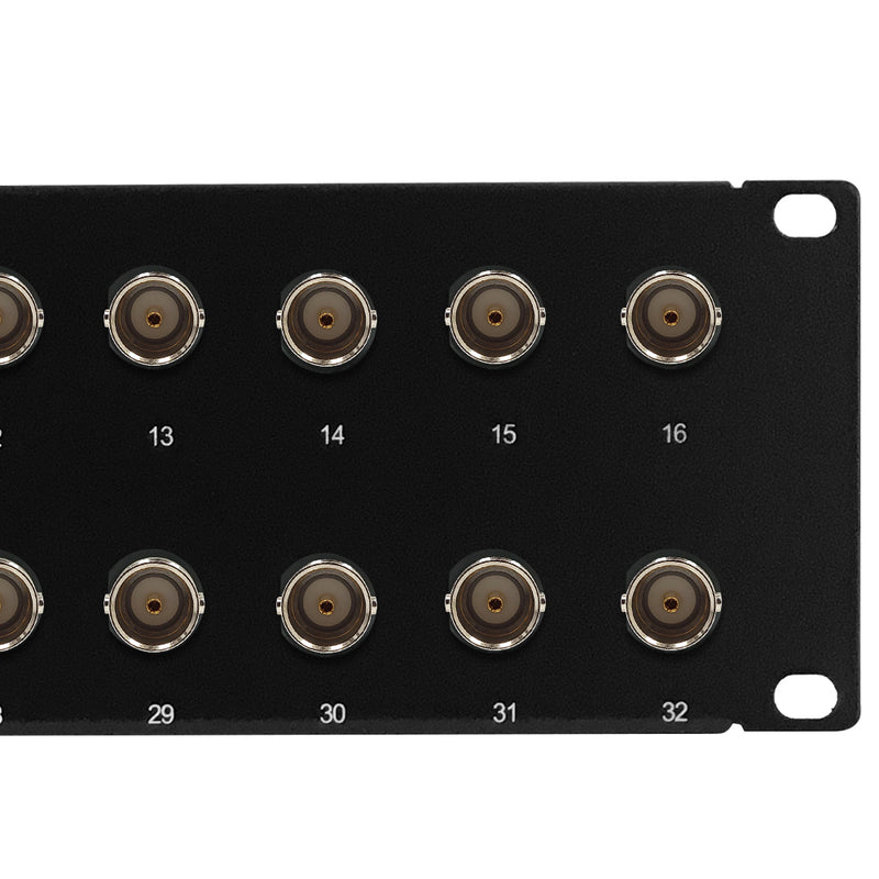 32-Port 75 Ohm BNC 12GHz HD-SDI patch panel, 19 inch rackmount 2U