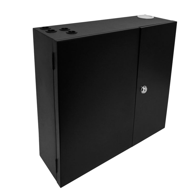 Indoor Wall Mounted Fiber Optic Distribution Box 48 Couplers Maximum - Black