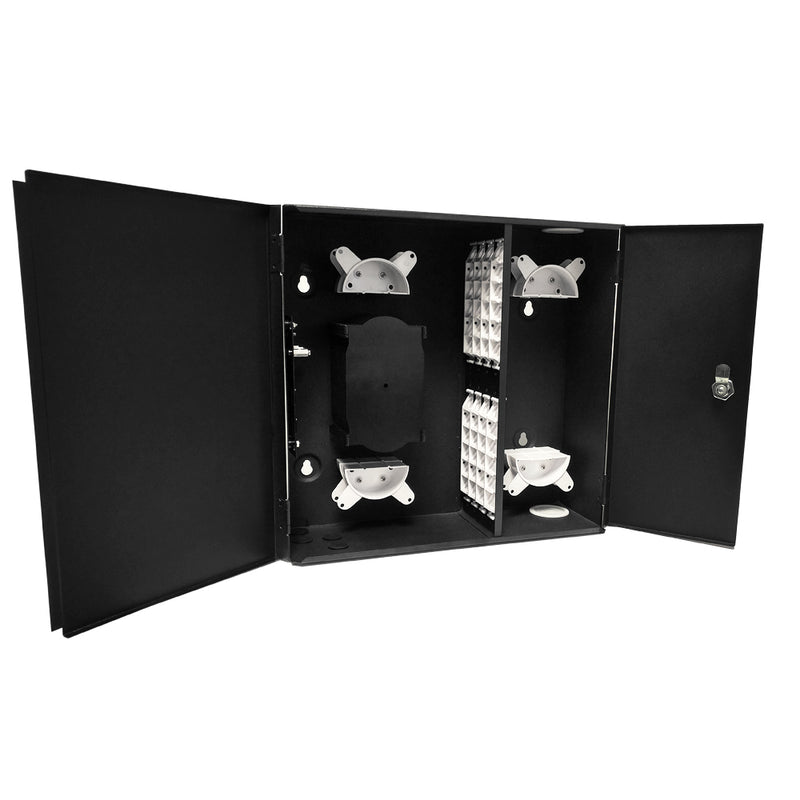 Indoor Wall Mounted Fiber Optic Distribution Box 48 Couplers Maximum - Black