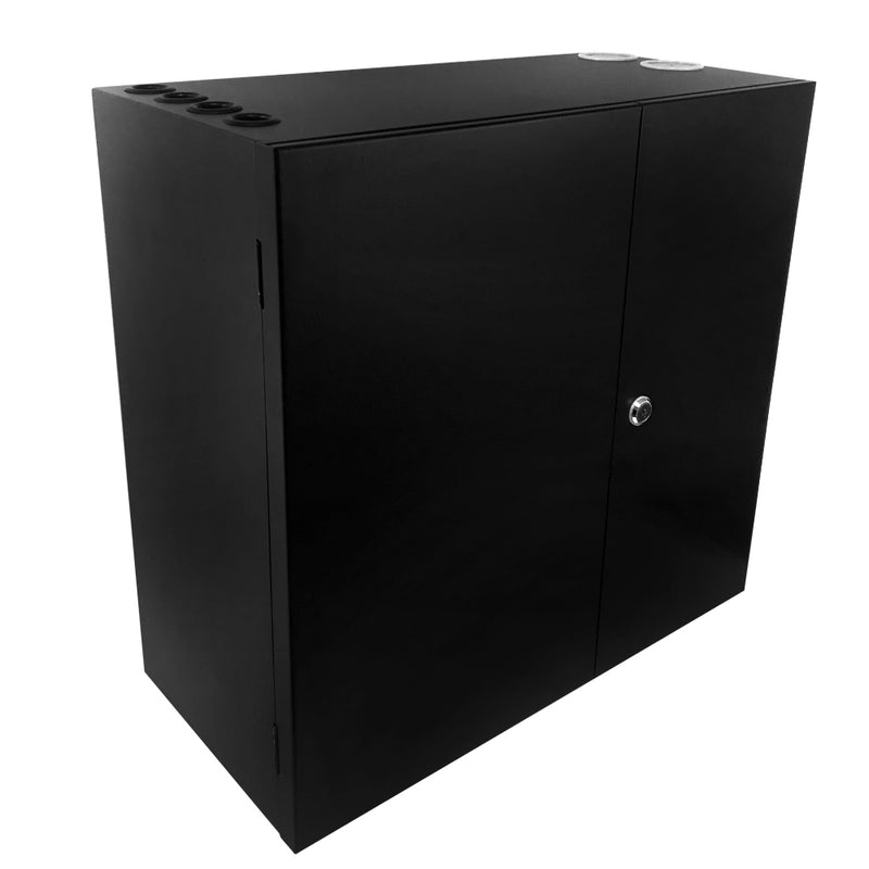 Indoor Wall Mounted Fiber Optic Distribution Box 96 Couplers Maximum - Black
