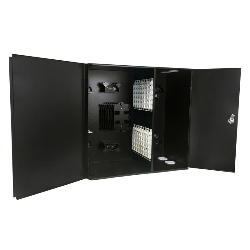 Indoor Wall Mounted Fiber Optic Distribution Box 96 Couplers Maximum - Black