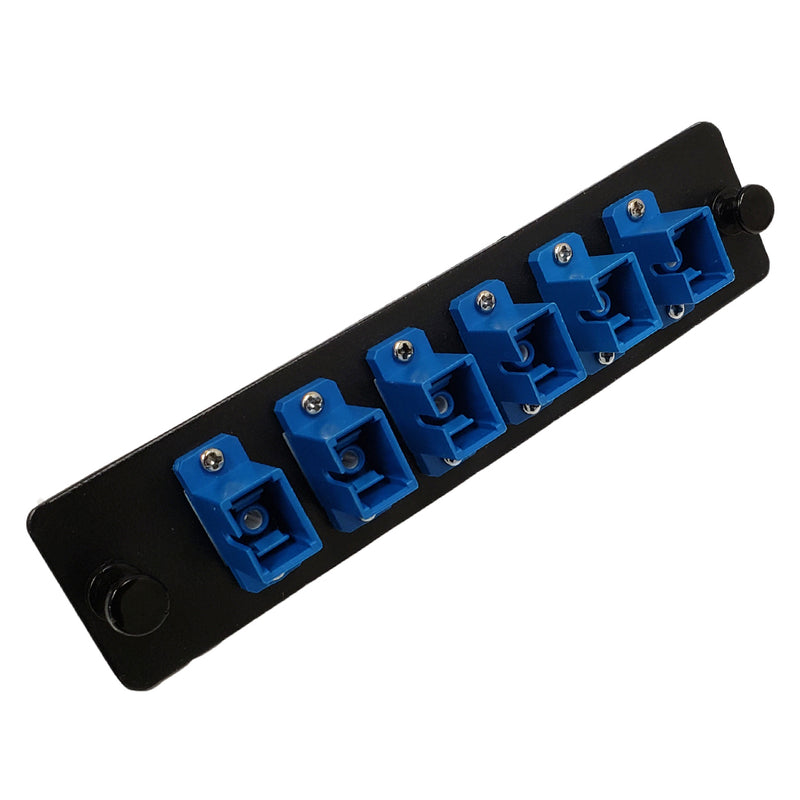 Loaded LGX Adapter Panel with 6x Simplex SC/UPC Singlemode - Black