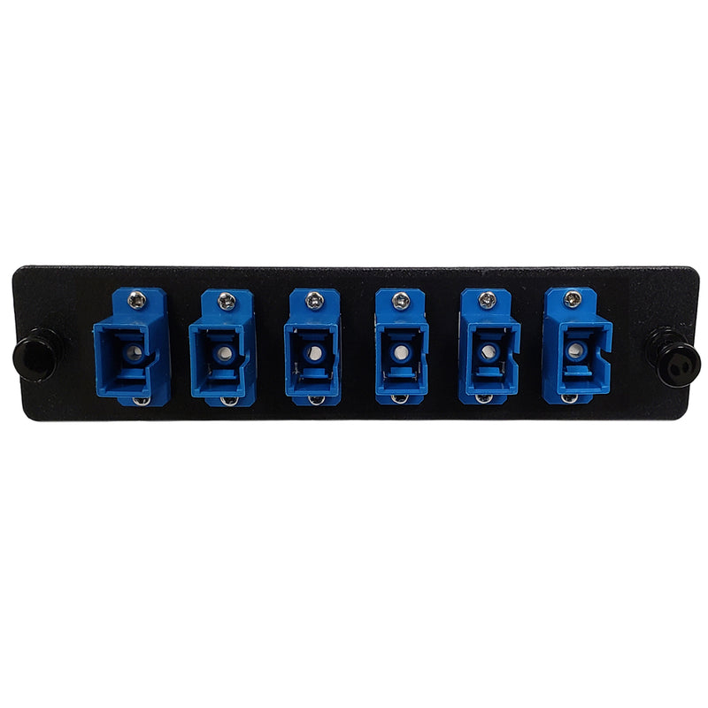 Loaded LGX Adapter Panel with 6x Simplex SC/UPC Singlemode - Black