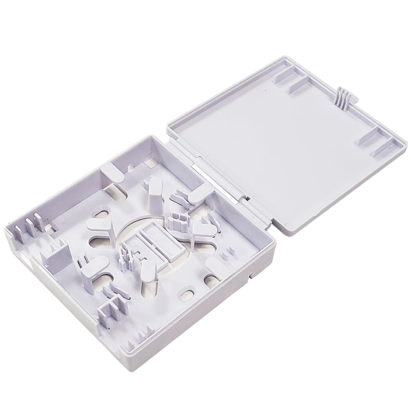 Indoor 2-port Wall Outlet Fiber Surface Mount Box - White
