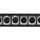 12-Port XLR Female + 4-port XLR Male patch panel, 19 inch rackmount 1U