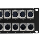 24-Port XLR Female + 8-port XLR Male patch panel, 19 inch rackmount 2U