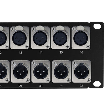 24-Port XLR Female + 8-port XLR Male patch panel, 19 inch
