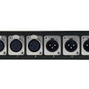 8-Port XLR Female + 8-port XLR Male patch panel, 19 inch rackmount 1U