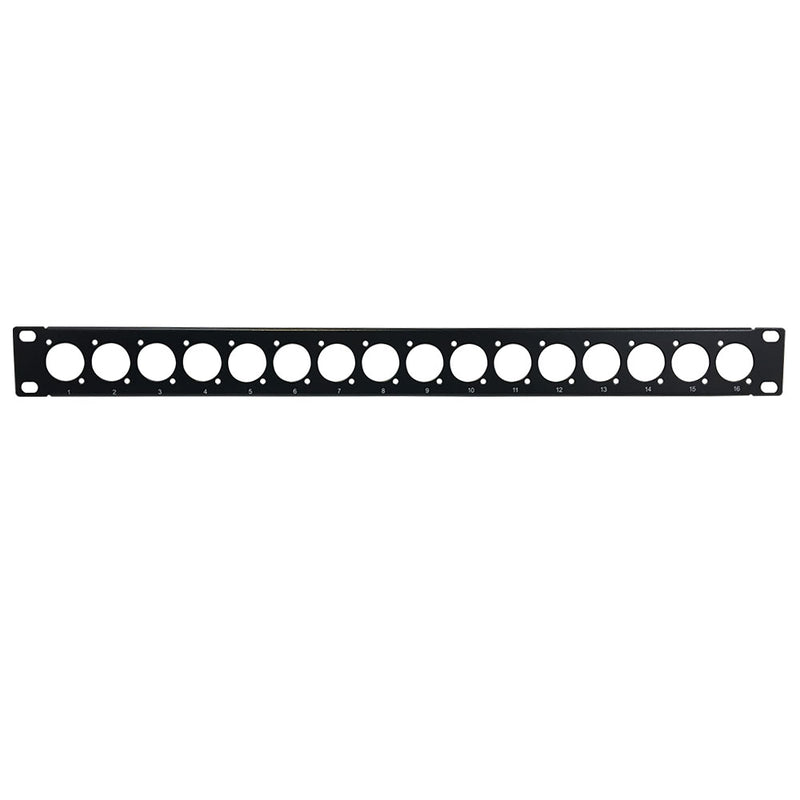 16-port D-cut patch panel, 19 inch rackmount 1U - Unloaded