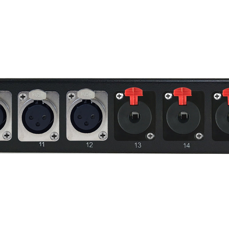 12-Port XLR + 4-port TRS Female patch panel, 19 inch rackmount 1U