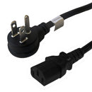 NEMA 5-15P Down Angle to IEC C13 Power Cable - SJT Jacket - 18AWG (10A 125V)