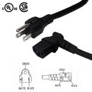 NEMA 5-15P to IEC C13 Right Angle Power Cable - SJT Jacket