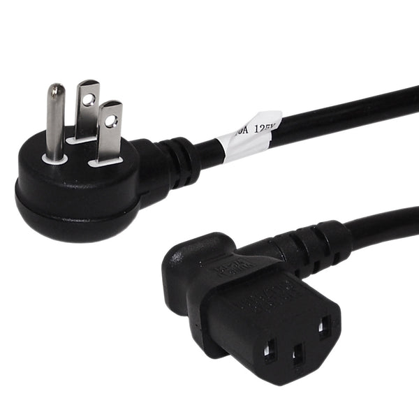 NEMA 5-15P Up to IEC C13 Right Angle Power Cable - SJT
