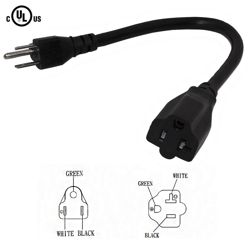 5-15P to NEMA 5-20R Power Cable - SJT