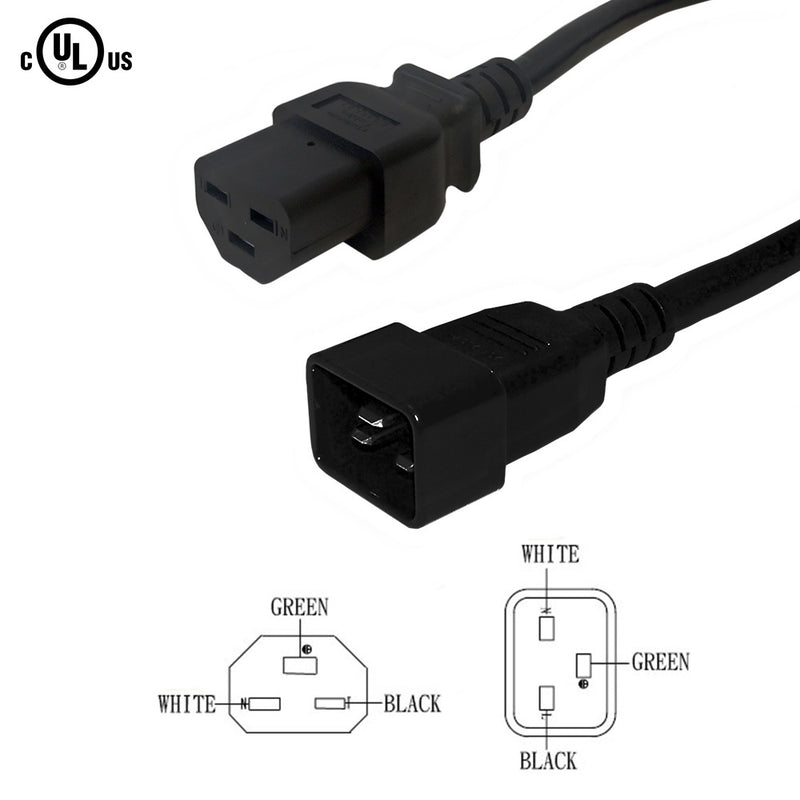 C20 to IEC C21 Power Cable - SJT