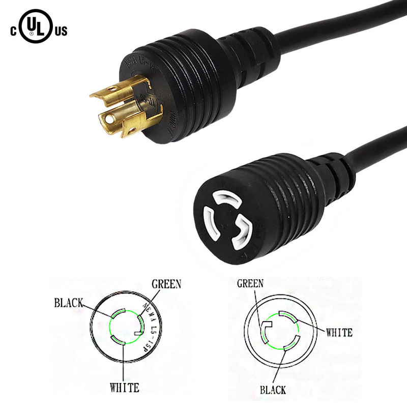L5-15P to NEMA L5-15R Power Cable - SJT