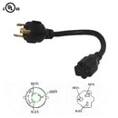 1ft NEMA L6-30P to NEMA 6-20R Power Cable - 12AWG - SJT Jacket