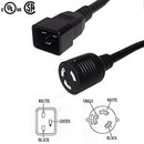 1ft C20 to L6-30R Power Cable - 12AWG - SJT (250V 20A)