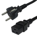 SCHUKO CEE 7/7 (Euro) to C19 - H05VV-F 1.5 (15A 250V) Power Cord- 2m
