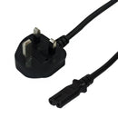 BS1363 (UK) to IEC-C7 - H03VVH2-F 0.75 (2.5A 250V) Power Cord - 2m