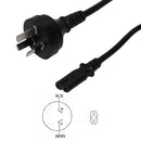 AS3112 (Australia) to C7 - H05VV-F 0.75 (5A 250V) Power Cord - 2m