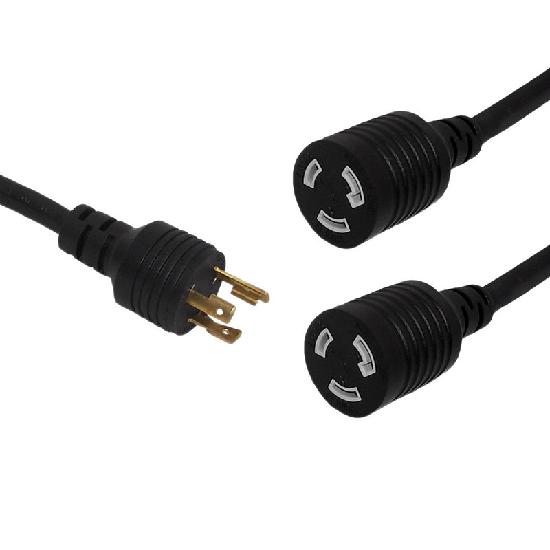 L6-20P to 2x NEMA L6-20R Power Splitter Cable - SJT
