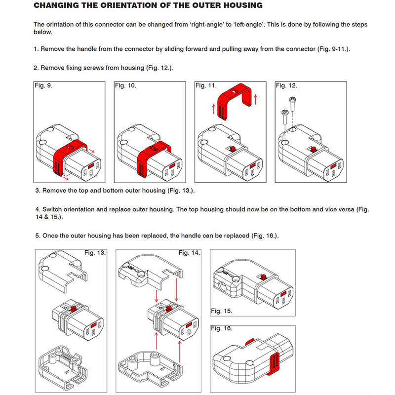 C13 Locking Power Cord Connector Screw On - Right or Left Angle IEC-Lock Part