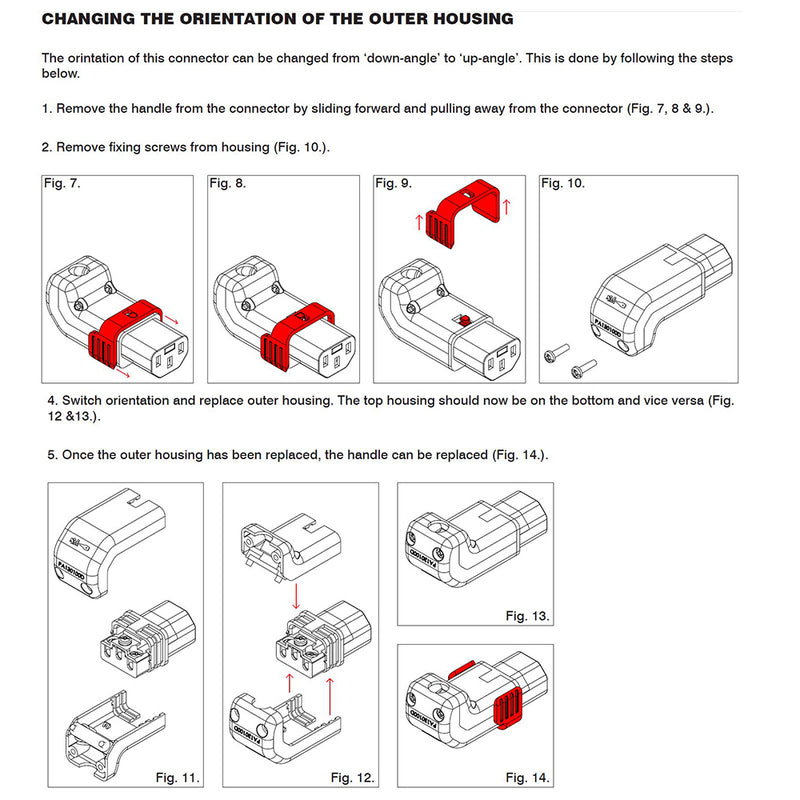 C13 Locking Power Cord Connector Screw On - Up or Down Angle IEC-Lock Part