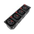 C13 Locking Receptacle - 4 Tier - 6.3mm Terminal, 1.5mm Panel Thickness - Black (IEC-Lock Part
