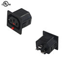 C13 Locking Receptacle 6.3mm Terminal, 1.5mm Panel Thickness - Black (IEC-Lock Part