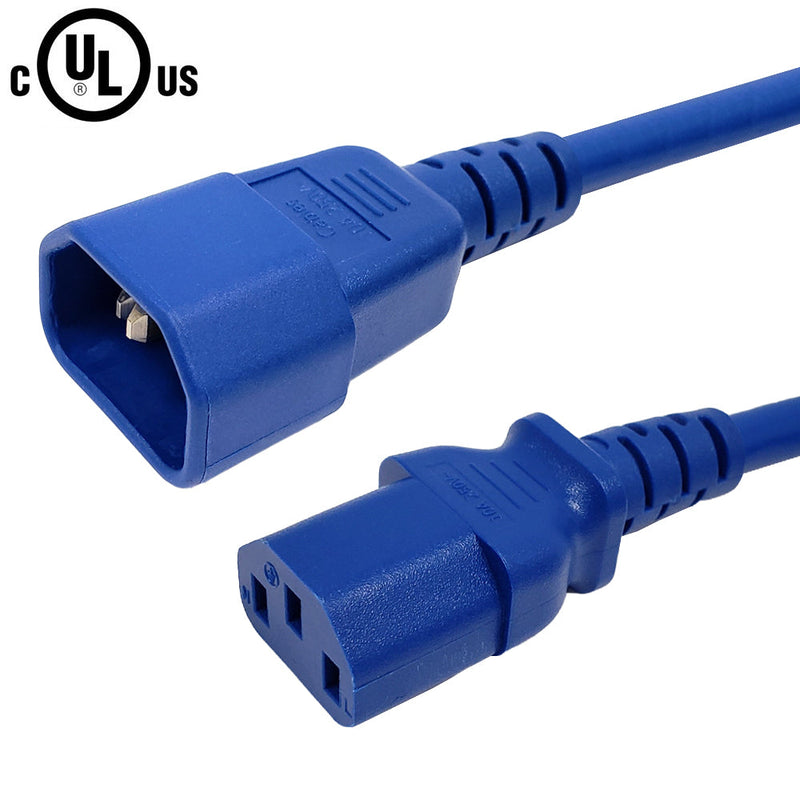 IEC C13 to IEC C14 Power Cable - SJT Jacket - 14AWG (15A 250V)
