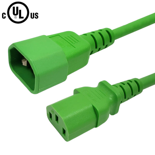 IEC C13 to IEC C14 Power Cable - SJT Jacket - 14AWG (15A 250V)