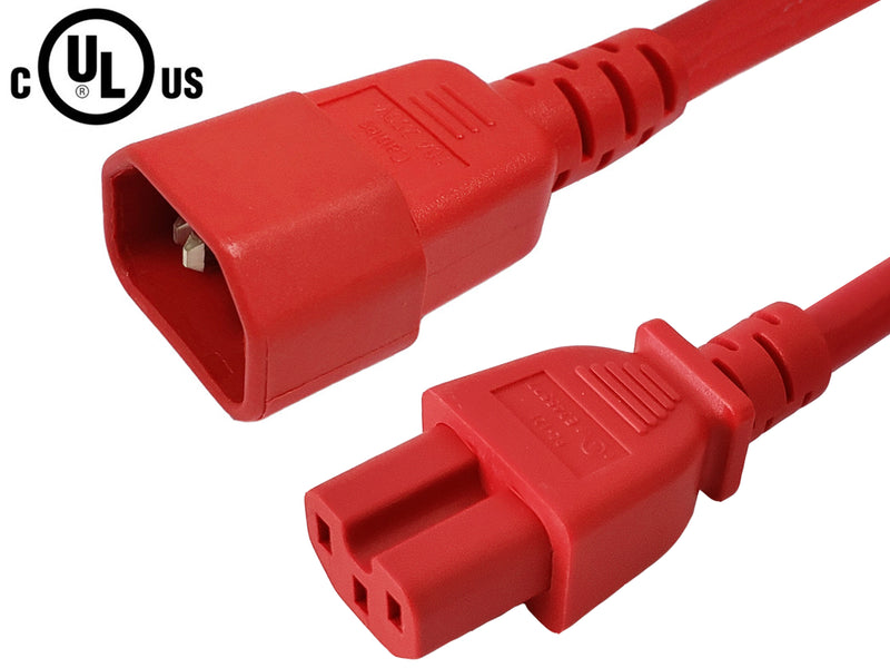 IEC C14 to IEC C15 Power Cable - 14AWG (15A 250V) - SJT