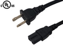 NEMA 1-15P to IEC C7 Polarized Power Cable - 18AWG  - SPT-2