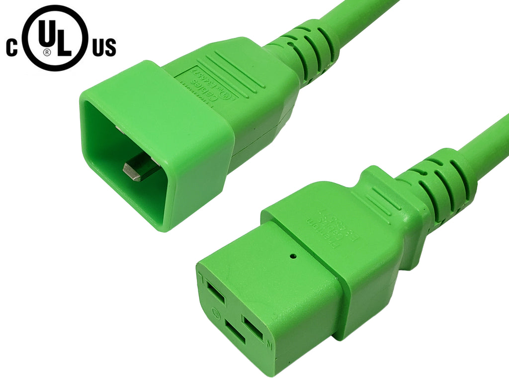Kentek 10ft Black AC Power Cable – IEC60320 C19 To C20, 12AWG 20A/250V, SJT, Server PDU