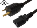 NEMA L5-20P to IEC C13 Power Cable - 14AWG - SJT Jacket
