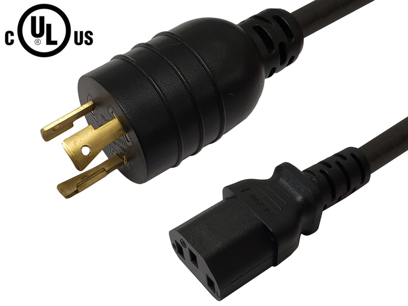 3ft AC Power Cord - NEMA 6-20P To IEC C13 Plug, 14 AWG, 15A/250V (Kentek Brand)