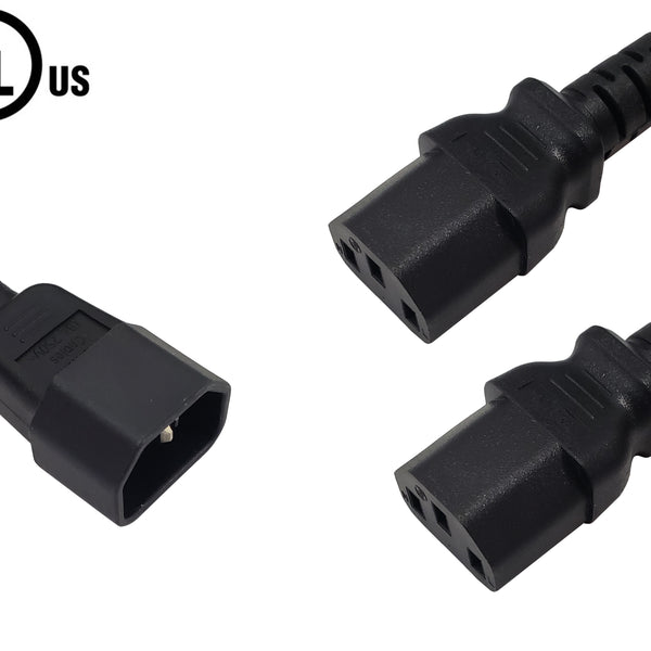 Câble Splitter D'alimentation Y - Simple C14 Mâle Vers Double C13 Femelle - Court, Pour Connecter Deux Périphériques Sur Une Prise