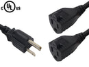 NEMA 5-15P to 2x NEMA 5-15R Power Splitter Cable - SJT