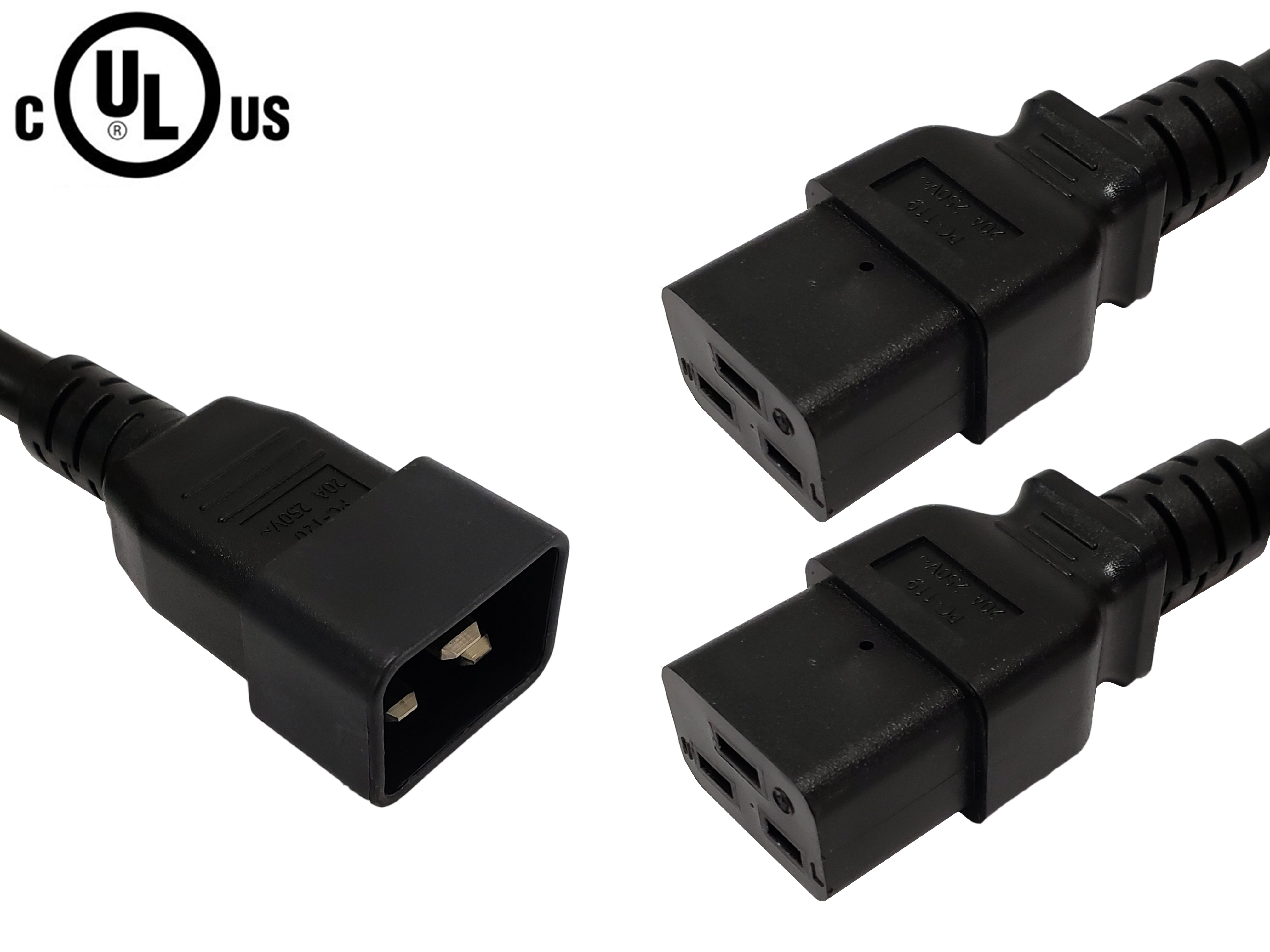 IEC C20 to 2x IEC C19 Power Splitter Cable - SJT