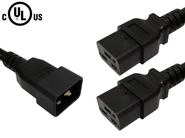 C20 to 2x IEC C19 Power Splitter Cable - SJT