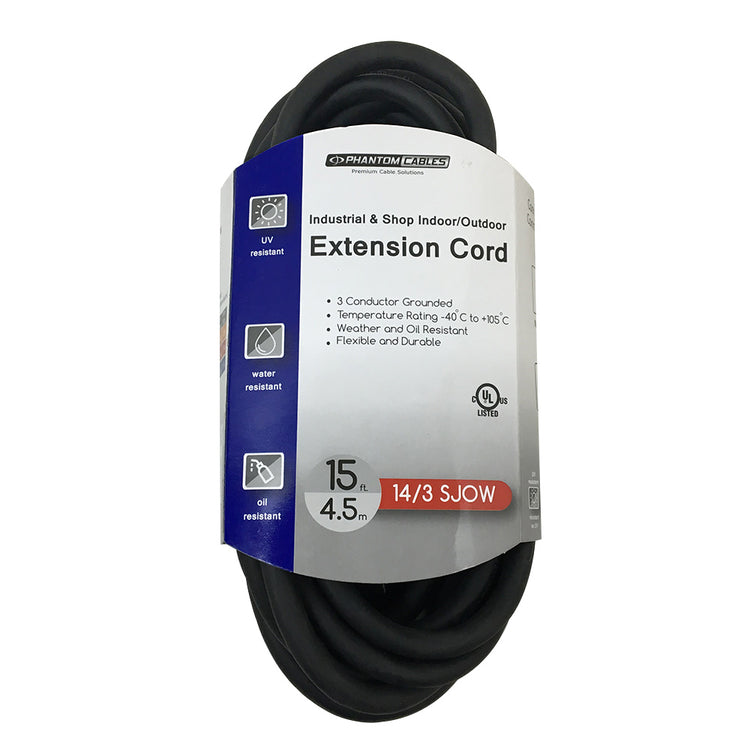 Industrial & Shop Indoor/Outdoor Extension Cord - 5-15P to 5-15R - SJO