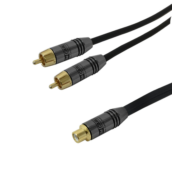 Premium Phantom Cables Single Female to 2x RCA Male Audio Cable FT4
