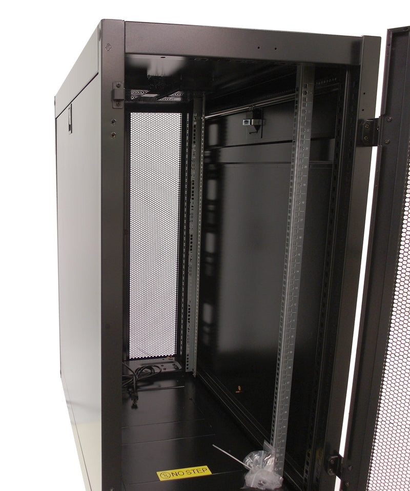 24U Server Cabinet with Fan Tray, Black (47.2 inch H x 23.6 inch W x 43.4 inch D)